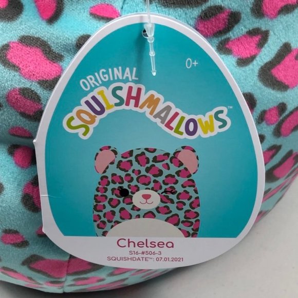 Squishmallows Chelsea The Blue Leopard Plush 16" Cat Kitty Meow Pink Spotted - Picture 8 of 12